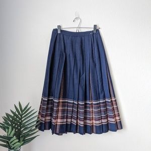 Vintage Pendleton Pleated Midi Skirt Navy Blue